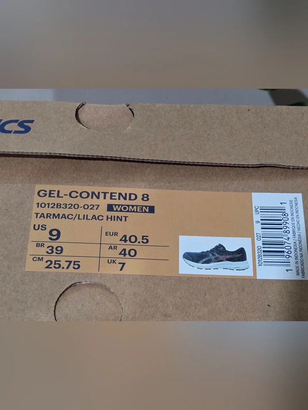 ASICS Women's Gel Contend 8 Athletic Shoes - Tarmac/Lilac Hint Accents Size 9